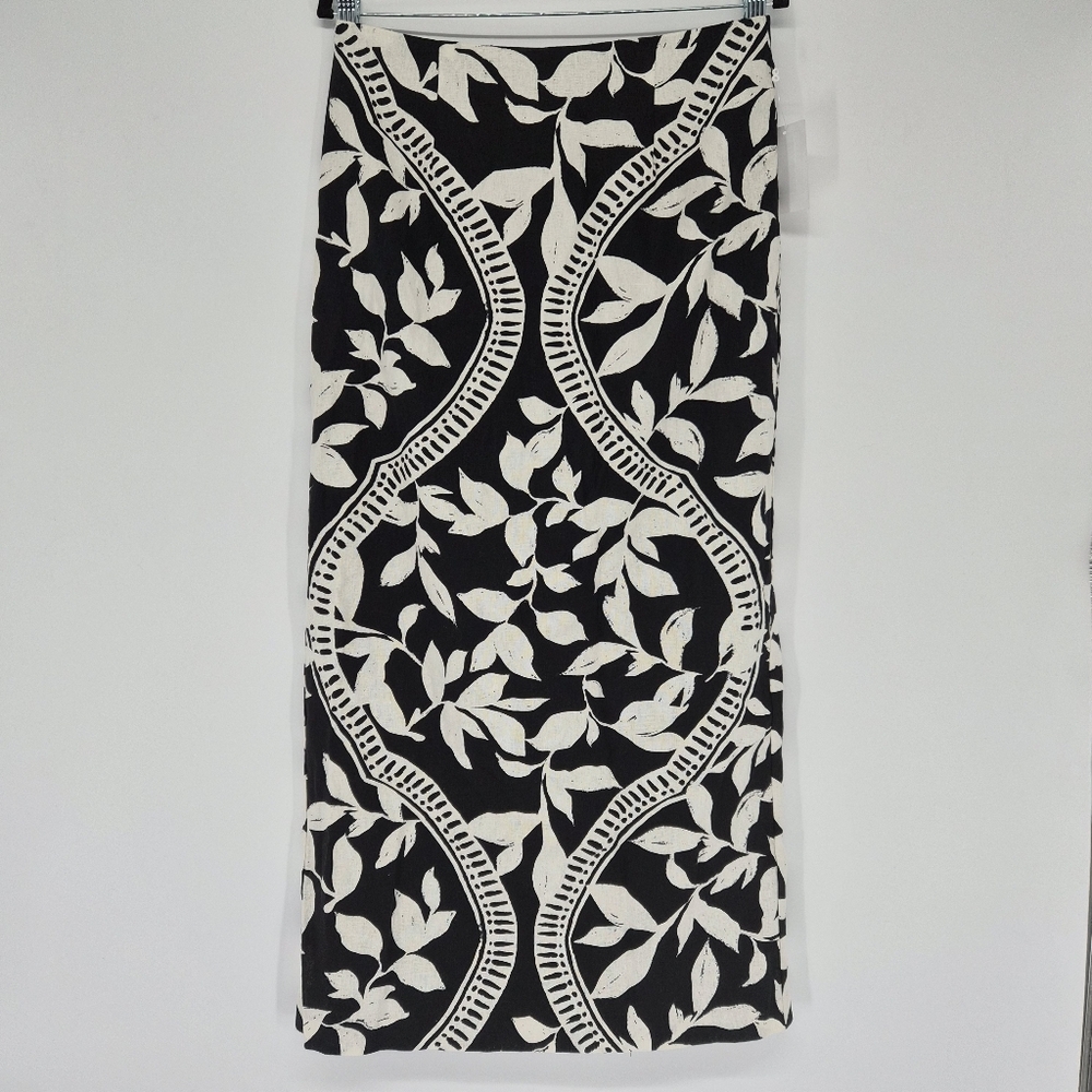 Parker Kiley Straight Midi Cotton Linen Blend Boho Skirt Sz8 - Picture 2 of 13